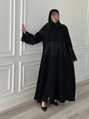 عباية نص كلوش قماش(سراميك)اضافه دانتيل