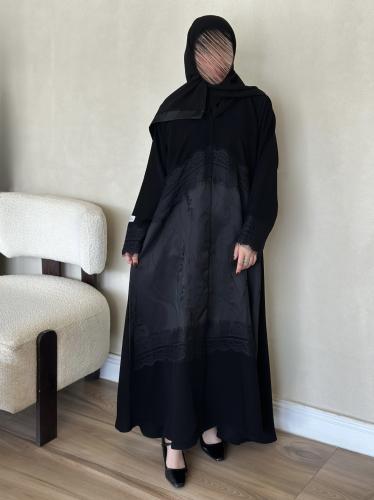 عباية نص كلوش قماش(سراميك+جاكار)كلفة اسود