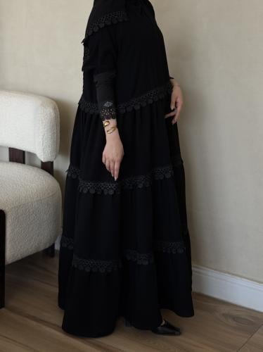 عباية كلوش قماش(سراميك)باكمام مطاط