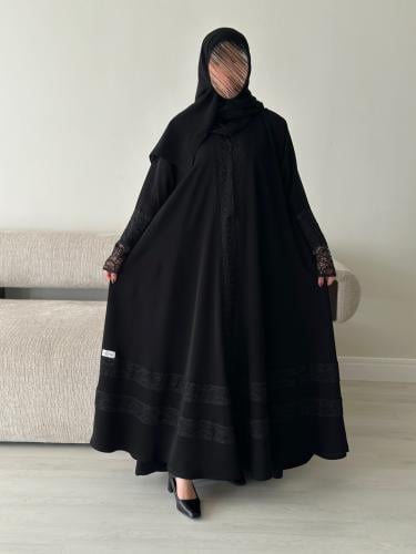 عباية كلوش قماش(انترنت)باضافة دانتيل لامع