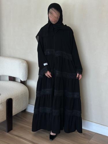 عباية كلوش قماش(سراميك)بكلفة اسود