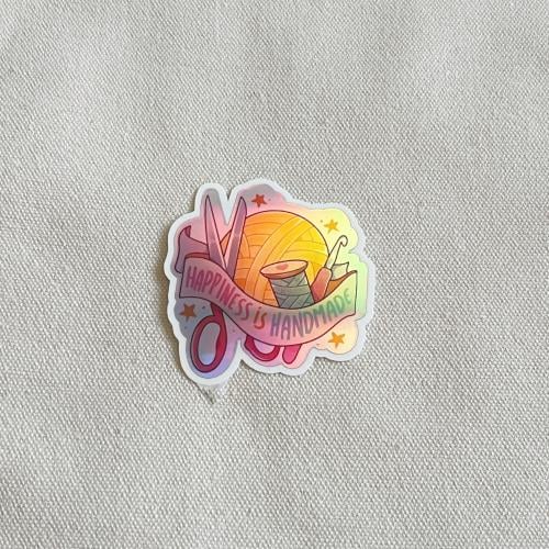 ملصق هولوقرافيك Happiness is handmade