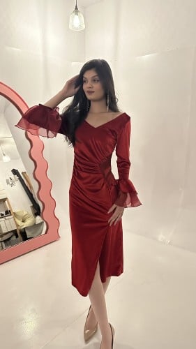 فستان مخمل احمر