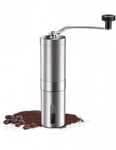مطحنة قهوة يدوية مخروطية الشكل من الستانلس ستيل