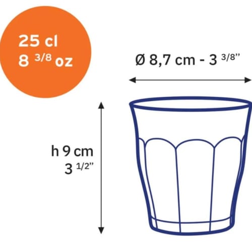 كوب زجاج 250 مل شركة ديروكس الفرنسيه