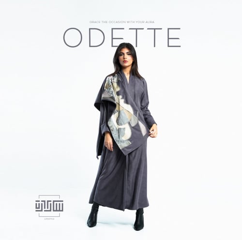 اوديت عبايه من الشاموا الفاخر مع شال مطرز بنقوش بو...