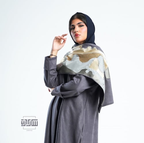 اوديت عبايه من الشاموا الفاخر مع شال مطرز بنقوش بو...