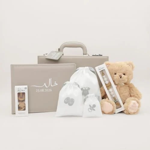 Luxury Leather Name Bag - Grey