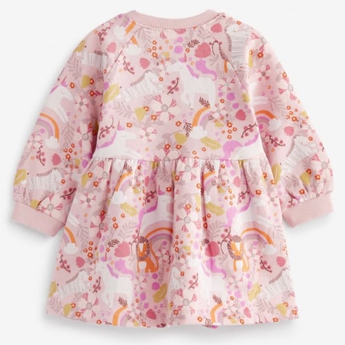 فستان وردي باكمام من NEXT