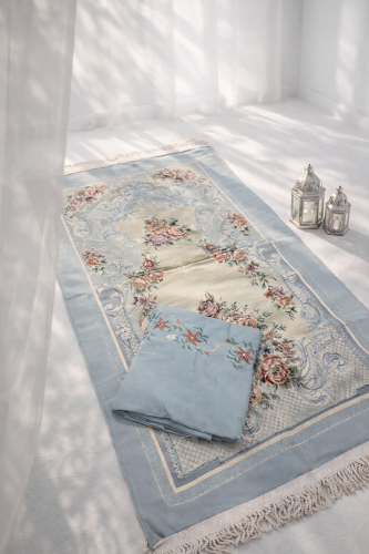 طقم صلاة لف مطرز ازرق