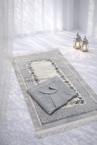 طقم صلاة لف مكسر رمادي