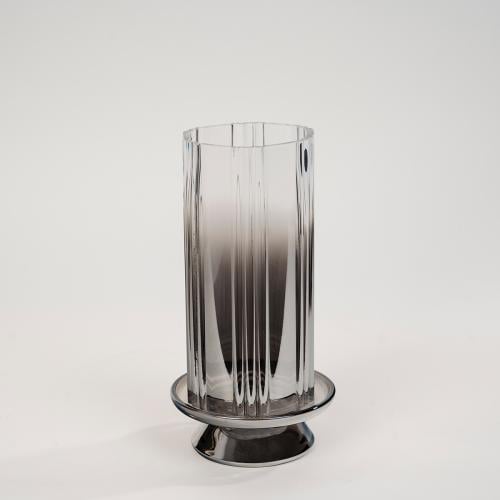 Gray Glass Candle Holder |حامل شموع زجاجي رمادي