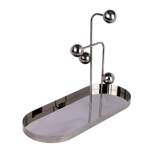 صينية بيضاوية تعليق ب4 دوائر ( فضي )