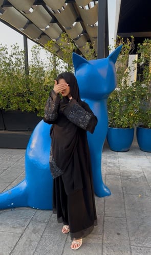 BL002 (نص كلوش كريب ملكي كوري بأكمام جاكار كوري وش...