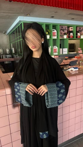 BL006 (نص كلوش كريب ملكي كوري بأكمام قطن هندي بوجه...