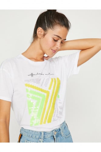 تي شيرت إكرو نسائي من قطن