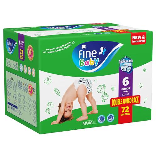 فاين بيبي حفائض أطفال بوكس مقاس 6 - 72 حفاضة