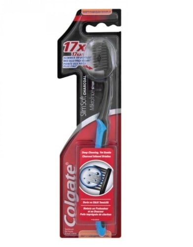 فرشاة أسنان سليم سوفت بالفحم من كولجيت- ألوان متعد...