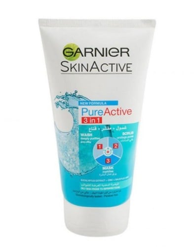 غسول الوجه بيور اكتيف 3 في 1 غسول ومقشر وقناع من غ...