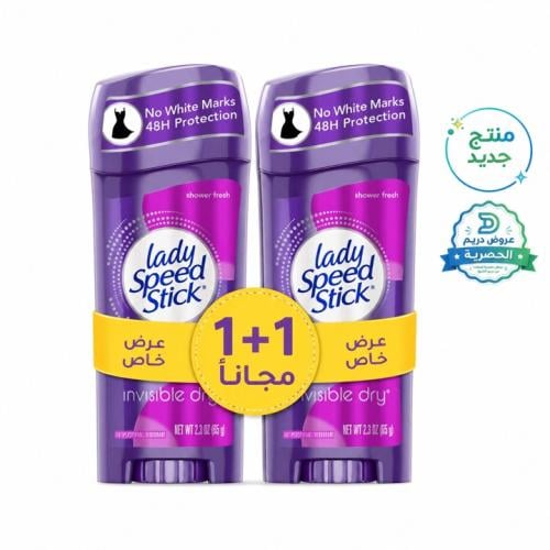 مزيل عرق ليدي سبيد ستيك انفيزيبل دراي 1+1 - 65 جرا...