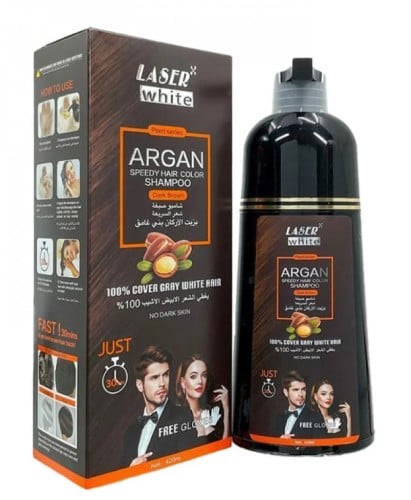شامبو صبغة شعر السريعة بزيت الارجان بني غامق من لي...