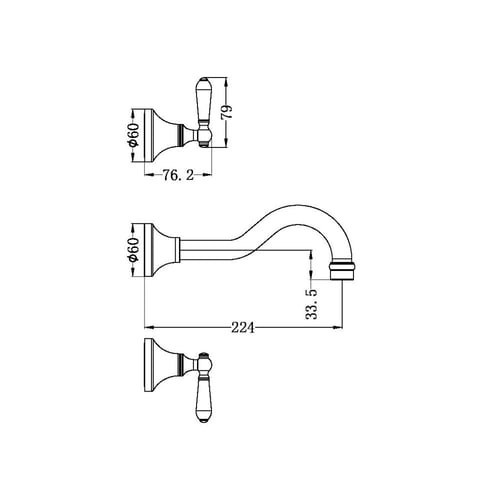 خلاط مغسلة جداري 3 فتحة مع القلب المدفون اللون الن...