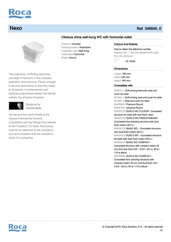 كرسي حمام معلق نيكسو غطاء بطيء slim ريملس روكا / R...