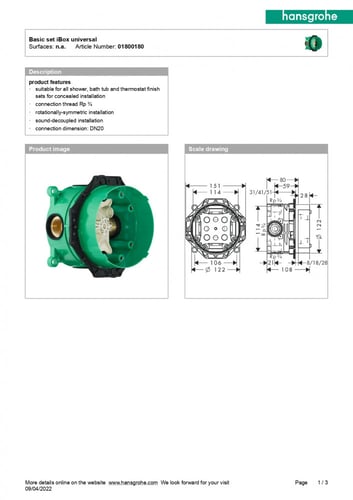 قلب لزوم خلاط شور مخفي ibox هانس جروهي / hansgrohe