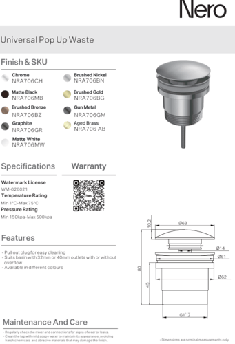 رأس هراب مغسلة كبس اللون كروم نيرو / Nero