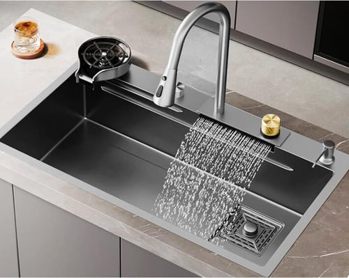 حوض مجلى اسود 75سم كامل مع أكسسوار وخلاط