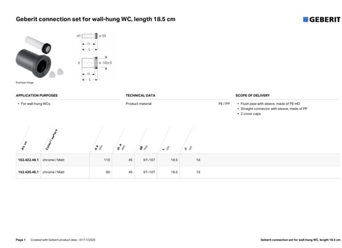 وصلة صرف وتغذية لزوم كرسي معلق جيبرت / GEBERIT