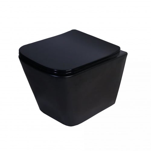 كرسي حمام افرنجي معلق مربع أسود مطفيء تيفاني / Tif...