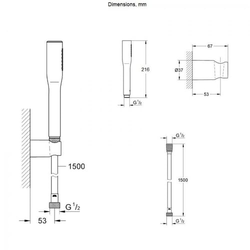 سماعة مع لي وعلاقة ايفوريا اسطوانية جروهي / GROHE