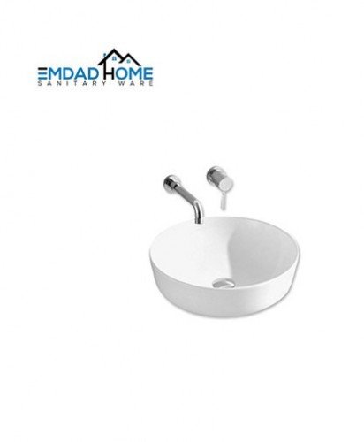 حوض مغسلة بورسلان أبيض دائري فوق الكاونتر 42 سم EM...
