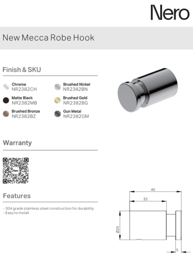 علاقة برنص حمام اللون كروم نيرو / Nero