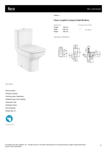 كرسي كامل كومباكت داما ان مع غطاء بطيء روكا / Roca