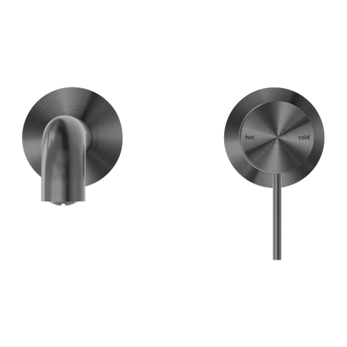 خلاط مغسلة جداري فتحتين اللون معدني رمادي مع القلب...
