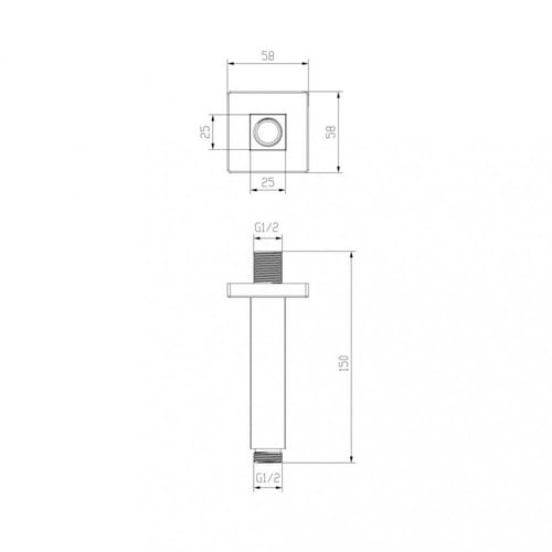 ماسورة مربعة سقف (علوي) 15سم هزنت / Hesanit