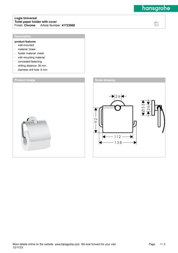 وراقة كروم بغطاء - لوجيس، هانس جروهي / hansgrohe