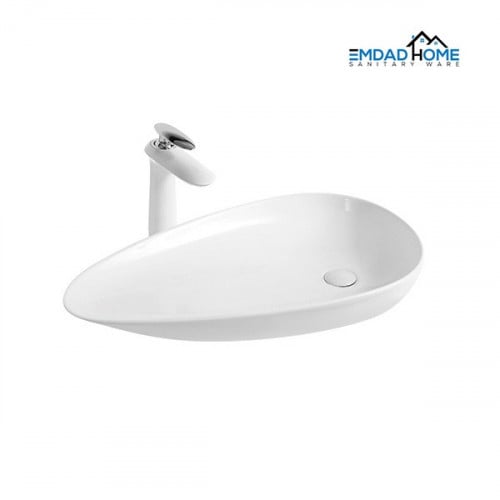حوض أبيض فوق الكاونتر 76 سم موديل الدمعة EMDAD