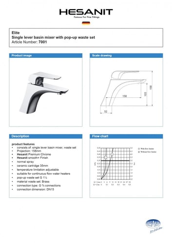 خلاط مغسلة كروم Elite هزنت / Hesanit