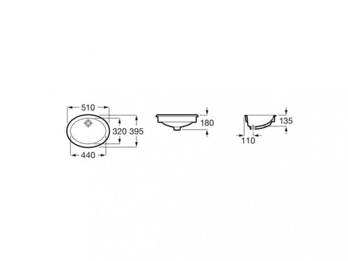مغسلة دفن 51 سم نيوسيلين ابيض روكا / ROCA