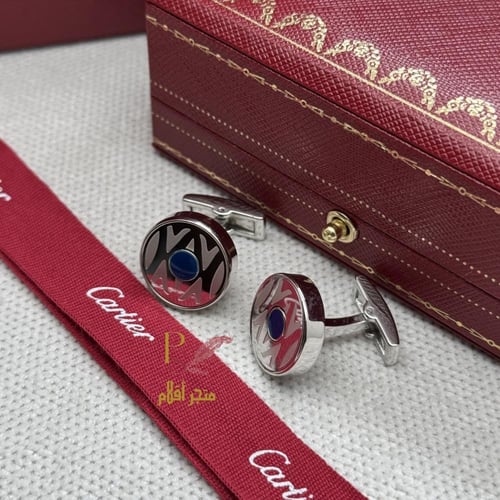 كبك كارتير فضي بفص كحلي