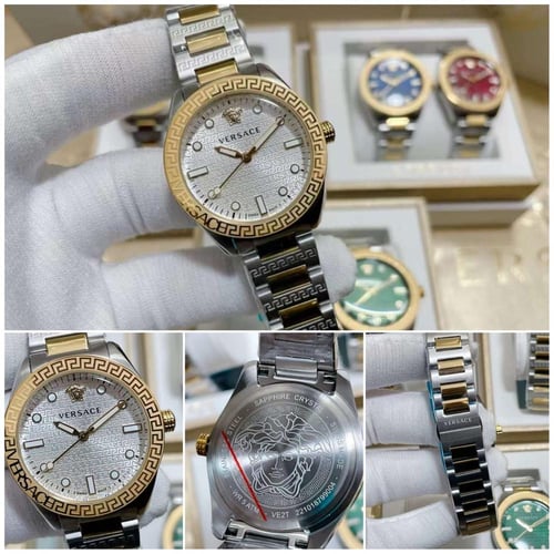 ساعة فرزاتشي فضي بذهبي اخضر نسائية