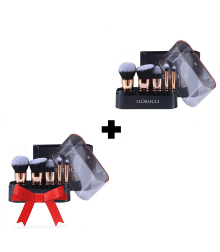 طقم فرش مكياج احترافية مكون من 5 فرشاة مع حافظة تخ...