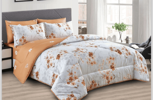 مفرش مايكروفايبر وجهين طباعة ورود - 6 قطع