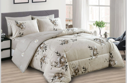 مفرش مايكروفايبر وجهين طباعة ورود - 6 قطع