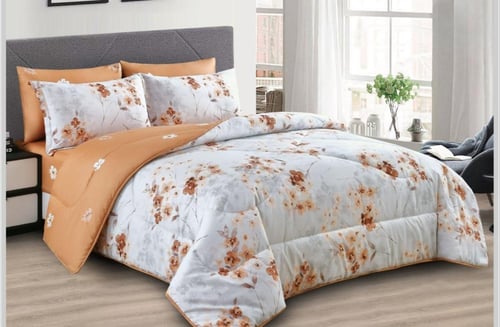 مفرش مايكروفايبر وجهين طباعة ورود - 6 قطع