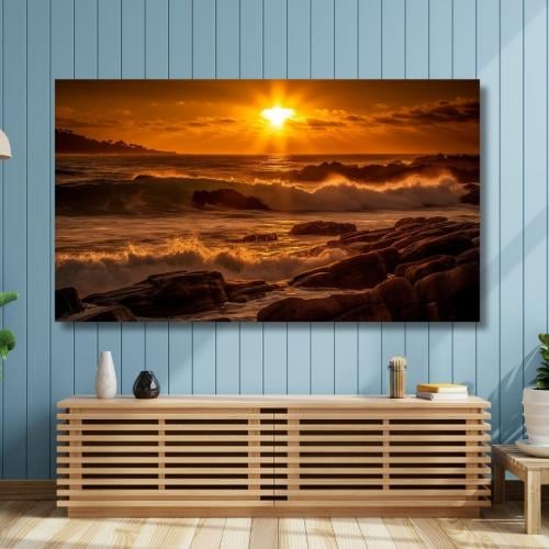لوحة جدارية مطبوعة فنية وديكور - امواج البحر