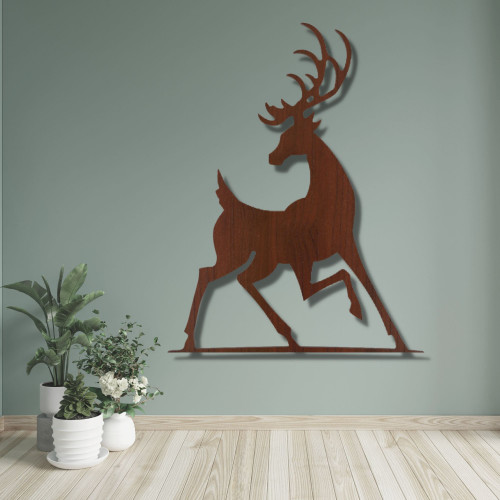 لوحة ديكور جدارية منحوتة خشبية الظبي